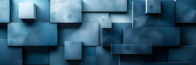 Un fond abstrait bleu avec des carrés et des rectangles dans
