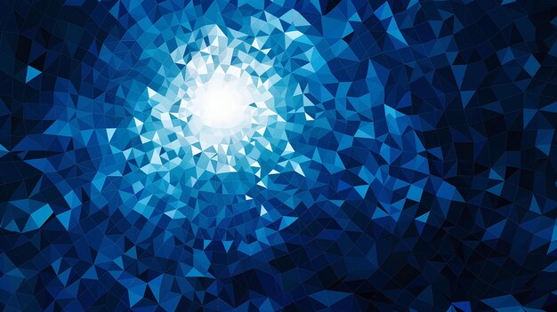 Photo un fond abstrait bleu avec une lumière brillante au milieu et un motif de triangle bleu sur