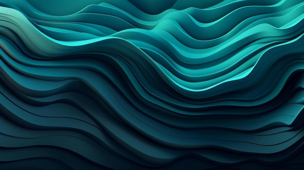 Un fond abstrait bleu avec des vagues qui coule Generative ai