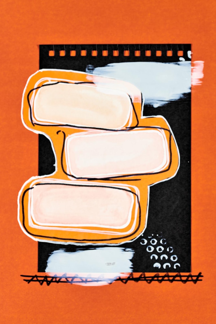 Photo fond abstrait collage d'art multicolore conception de modèle créatif pour imprimer carte d'invitation carte postale dessin affiche papier peint coloré couleurs de contraste orange noir blanc