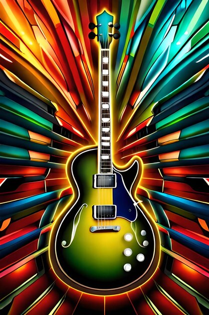 Fond abstrait coloré sur la guitare vintage et la musique