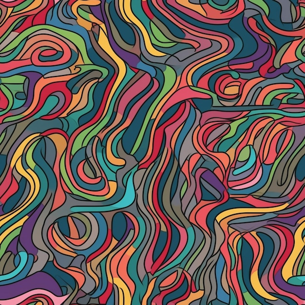 un fond abstrait coloré avec des lignes ondulées et des tourbillons ai générative