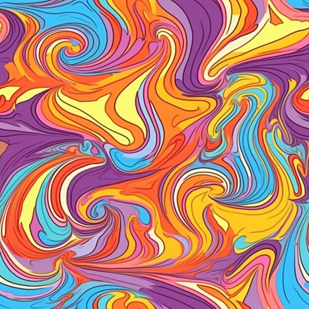 un fond abstrait coloré avec des tourbillons et des vagues ai générative