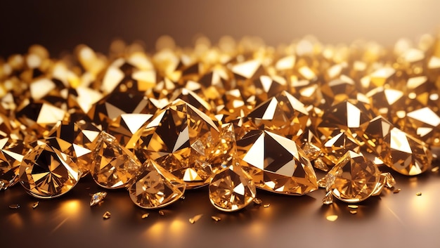 fond abstrait de diamant d'or avec effet de lumière flou doux bokeh