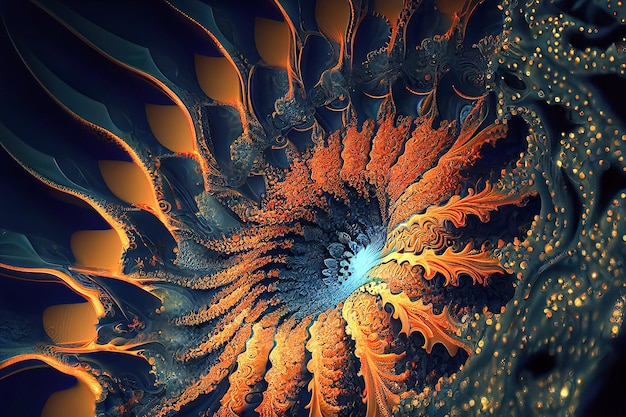 Fond abstrait fractal illustration 3d IA générative