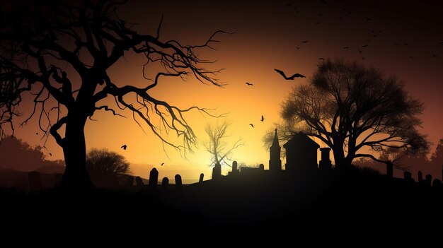 Fond abstrait d'Halloween de la génération AI du cimetière