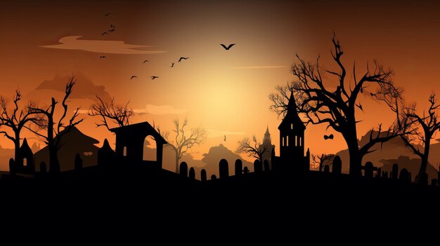 Fond abstrait d'Halloween de la génération AI du cimetière