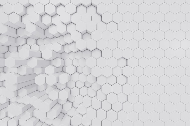 Fond abstrait hexagonal géométrique blanc rendu 3d