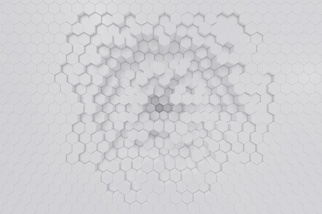 Fond abstrait hexagonal géométrique blanc rendu 3d