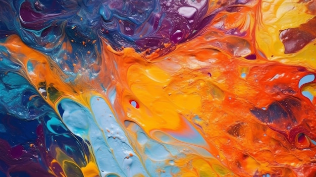 Fond abstrait lumineux et coloré avec peinture à l'huile Texture et traits AI générative