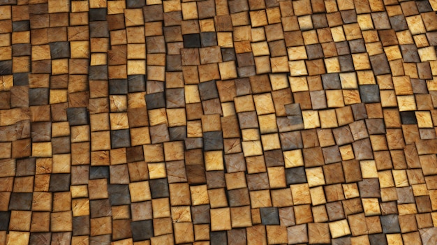 Fond abstrait d'une mosaïque de carreaux carrés bruns et noirs