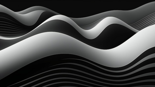 Un fond abstrait noir et blanc avec des lignes ondulées