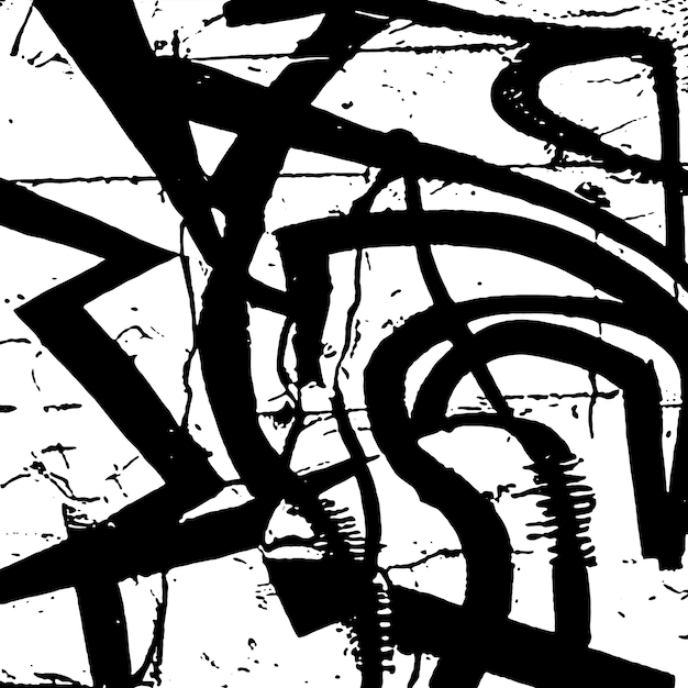 Fond abstrait noir et blanc Texture de peinture à l'huile audacieuse coup de pinceau rugueux Grunge dessiné à la main