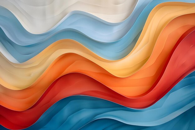 Un fond abstrait avec des ondes en bleu orange et rouge
