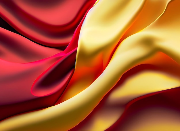 fond abstrait ondulé réaliste tissu de soie rouge et jaune délicat et élégant