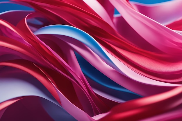 fond abstrait ondulé réaliste tissu de soie rouge et rose délicat et élégant ai génératif