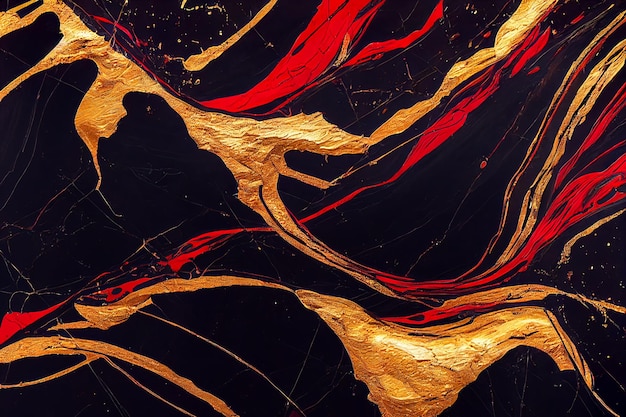 Fond abstrait en or noir et marbre rouge