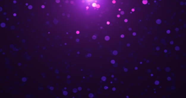 Fond abstrait de particules lumineuses violettes et de points bokeh de magie énergétique festive
