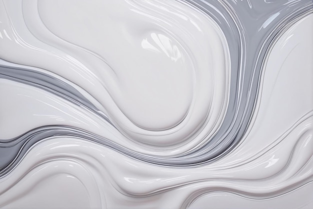 fond abstrait de peinture liquide épaisse gris brillant et blanche avec des formes ondulées