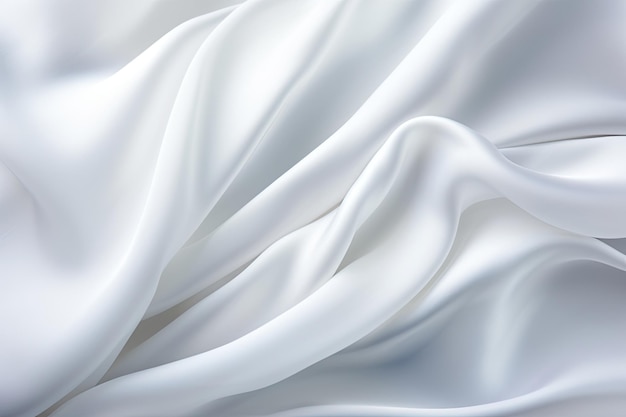 Ce fond abstrait présente un tissu satiné blanc lisse avec de doux plis ondulants ressemblant à