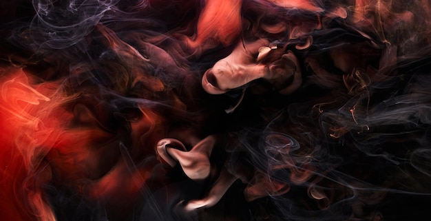 Fond abstrait rouge noir fumée de luxe peinture acrylique explosion sous-marine encre tourbillonnante cosmique