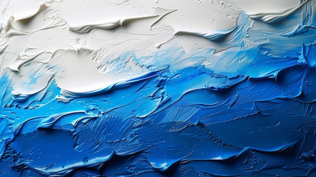 Ce fond abstrait se compose de bleus et de blancs vivants se mélangeant avec diverses teintes pour créer des motifs inégales