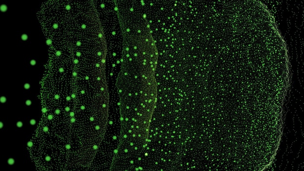 fond abstrait sombre avec des particules incandescentes vertes une haute résolution