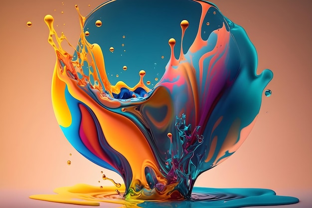 Fond abstrait splash dans un style d'art fluide dans des couleurs délicates AI généré