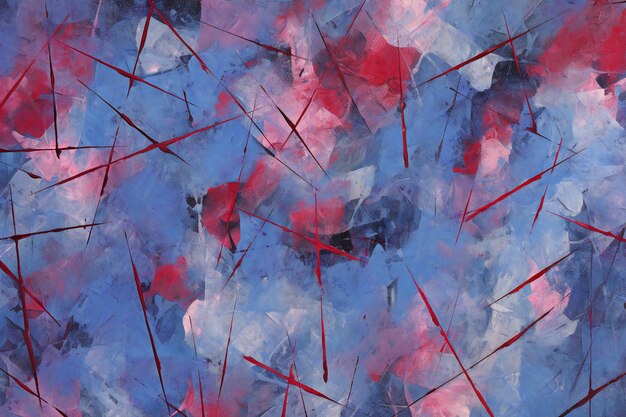 Fond abstrait avec des taches de peinture rouge, bleue et noire