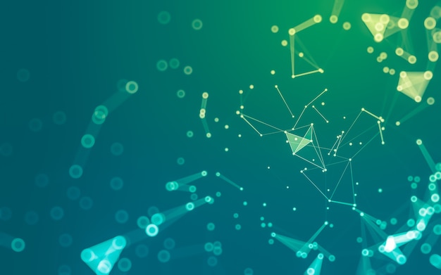 Fond abstrait. Technologie de molécules avec des formes polygonales, reliant les points et les lignes. Structure de connexion. Visualisation de Big Data.