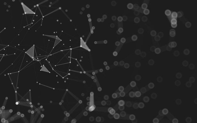 Fond abstrait. Technologie de molécules avec des formes polygonales, reliant les points et les lignes. Structure de connexion. Visualisation de Big Data.