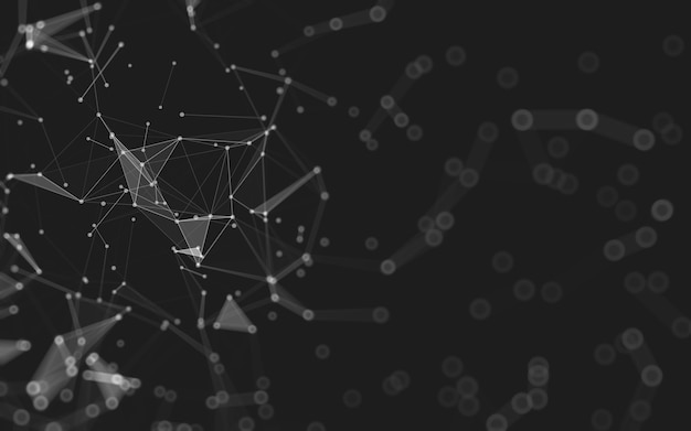 Fond abstrait. Technologie de molécules avec des formes polygonales, reliant les points et les lignes. Structure de connexion. Visualisation de Big Data.