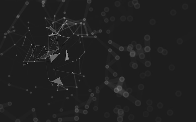Fond abstrait. Technologie de molécules avec des formes polygonales, reliant des points et des lignes