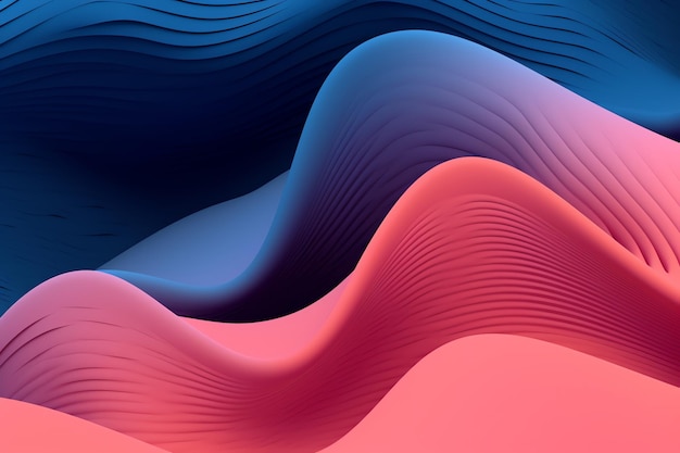 Un fond abstrait avec des vagues bleues et roses