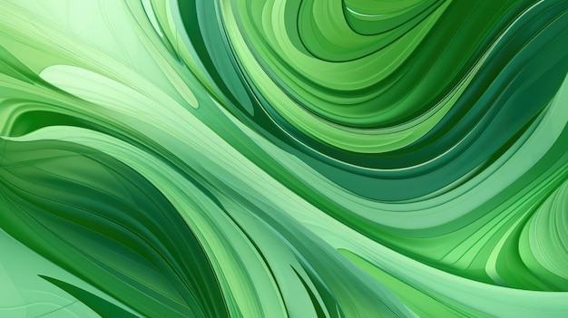 Un fond abstrait vert avec des lignes ondulées AI générative