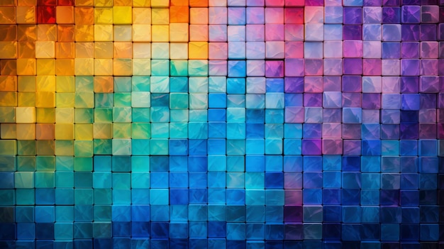 Un fond abstrait vibrant et coloré avec une mosaïque de carrés