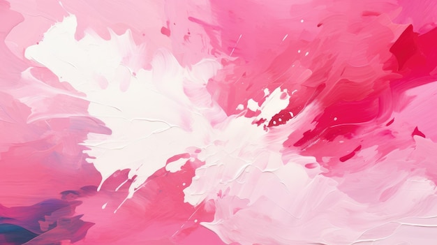 un fond abstrait vibrant avec des coups de pinceau audacieux dans des tons de rose et des touches de blanc