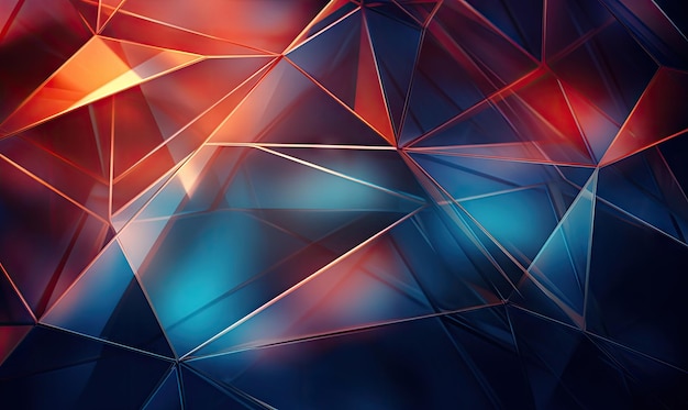 Fond abstrait vibrant avec des triangles bleus et orange créant une composition dynamique Créé avec des outils d'IA génératifs