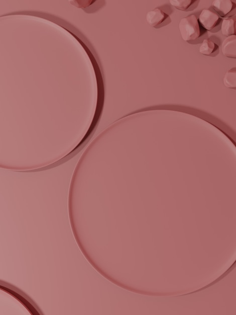 Fond d'affichage de produit de plaques rondes roses monochromes de rendu 3D pour les soins de santé de beauté