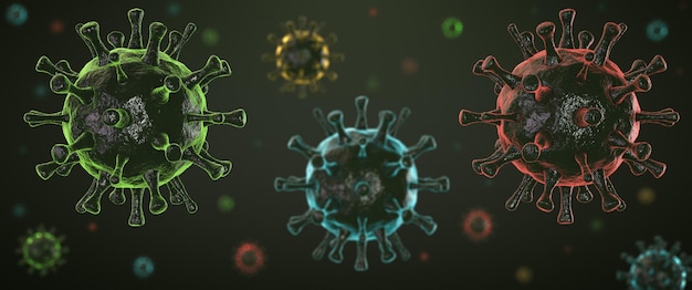 Fond d'agents de coronavirus multicolores Mise au point sélective
