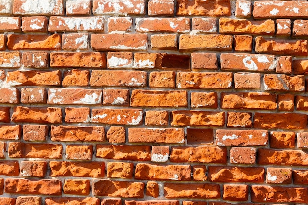 Fond de l'ancien mur de briques rouges