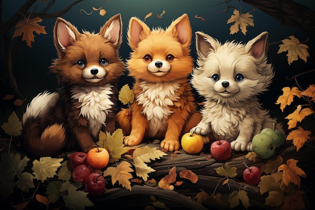 Fond d'animaux de la faune automne