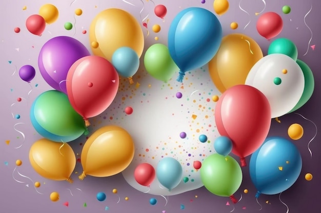 Fond d'anniversaire coloré avec des ballons Illustrations AI génératives