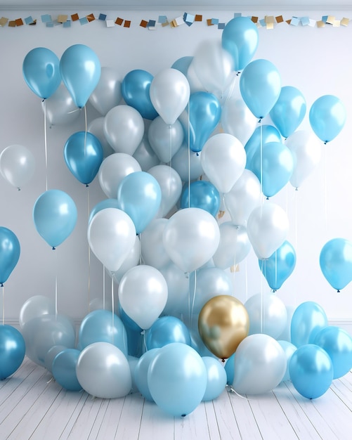 fond d'anniversaire fête colorée avec intérieur de douche de bébé ballons