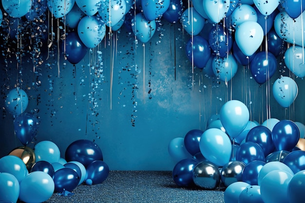 fond d'anniversaire fête colorée avec intérieur de douche de bébé ballons