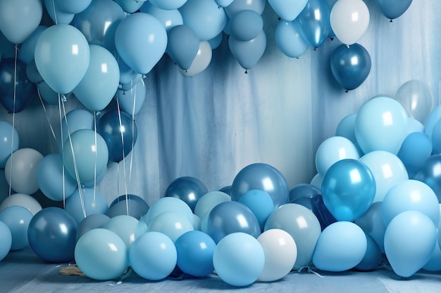 fond d'anniversaire fête colorée avec intérieur de douche de bébé ballons