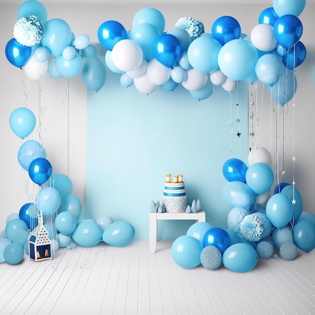 fond d'anniversaire fête colorée avec intérieur de douche de bébé ballons