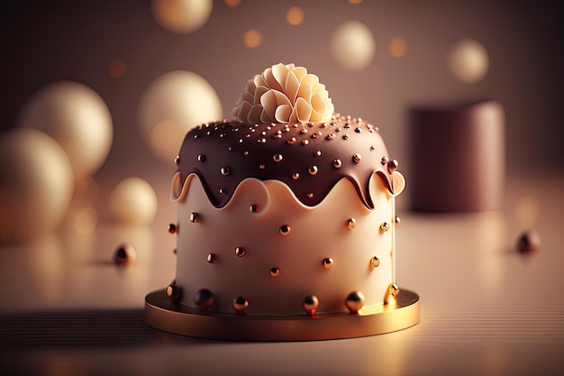 Fond d'anniversaire avec illustration de gâteau AI générative