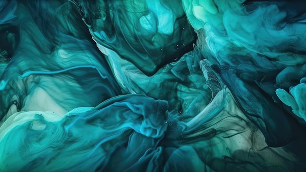 Fond aquarelle abstraite bleu sarcelle et vert avec texture liquide
