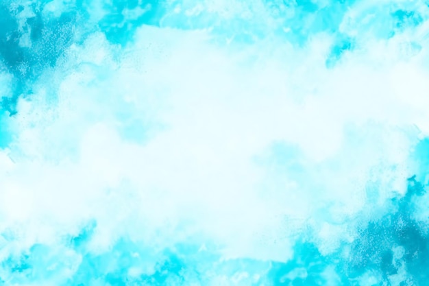 Fond aquarelle bleu ciel lumière douce créative avec des taches blanches granuleuses Watercolo bleu abstrait